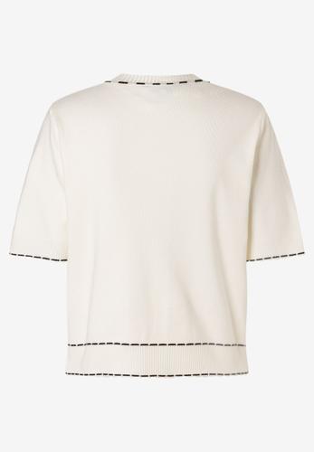 Cardigan mit Kontrastnaht 36 - Weiß