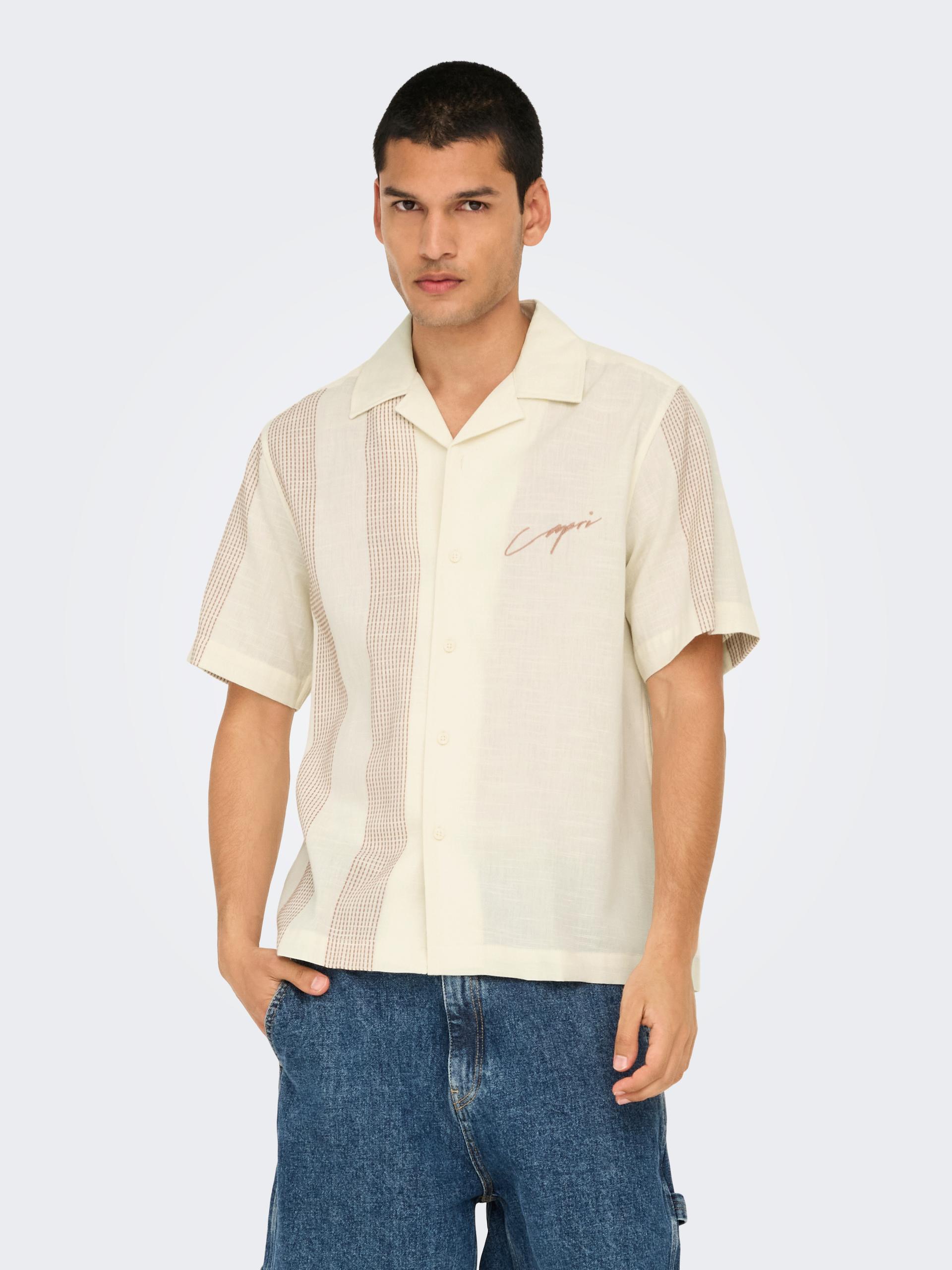 ONSSEIO EMB DETAILED SS SHIRT 0323 L Normal geschnitten - Antique White