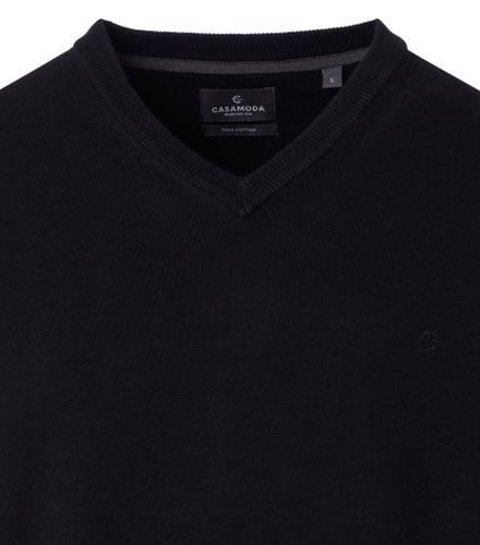 Pullover mit V-Ausschnitt uni 004430 4XL - Schwarz