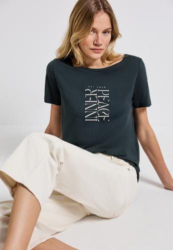 T-Shirt mit Wording Print Grün 44