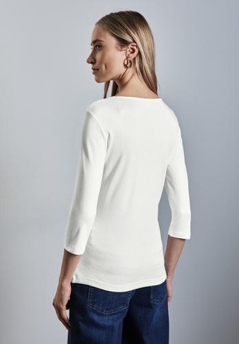Shirt mit Herzausschnitt Weiß 40