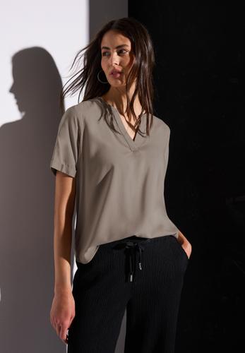 Bluse in Unifarbe 36 - Vintage Stone