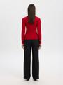 SLFHELEN LS KNIT BUTTON O-NECK TOP S Slim Fit - Equestrian Red
