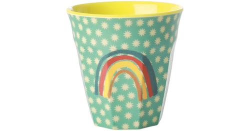 Melamin Trinkbecher "Rainbow and Stars Two Tone" H9 cm gelb/grün