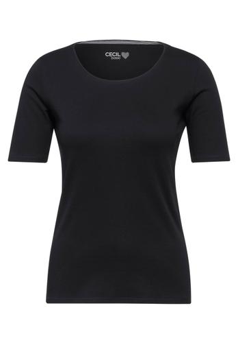 Basic T-Shirt mit Rundhals in Unifarbe L - Black