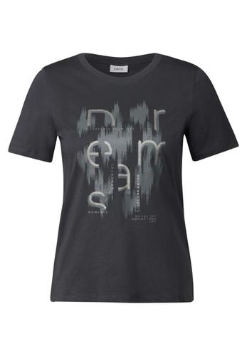 T-Shirt mit Folienprint L - Volcanic Grey