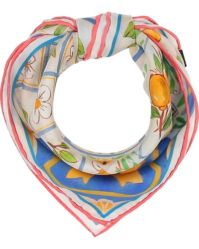 Nickituch Seidentuch mit sommerlichem Zitronen-Design OS - True Blue