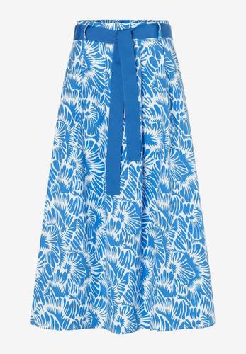 weiter Baumwollrock blau/weiß Frühjahrs-Kollektion Blau 42
