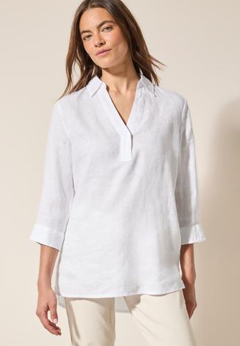 Leinen-Longbluse M - White