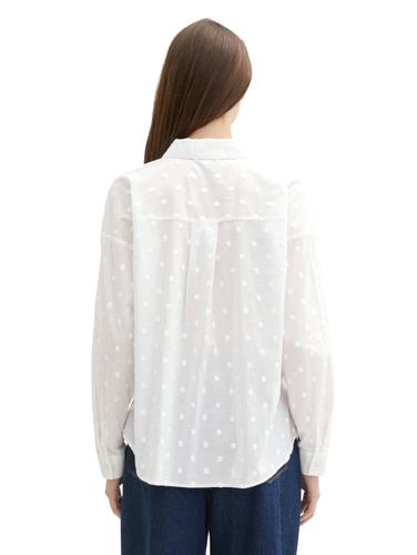 Hemdbluse mit gepunkteter Struktur XL Regular Fit - White