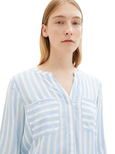 Bluse mit Streifenmuster 46 Regular Fit - Offwhite Blue Vertical Stripe
