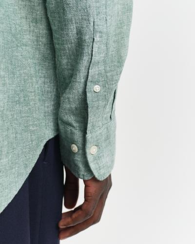 Regular Fit Baumwoll Leinen Hemd XXXL - Woody Green