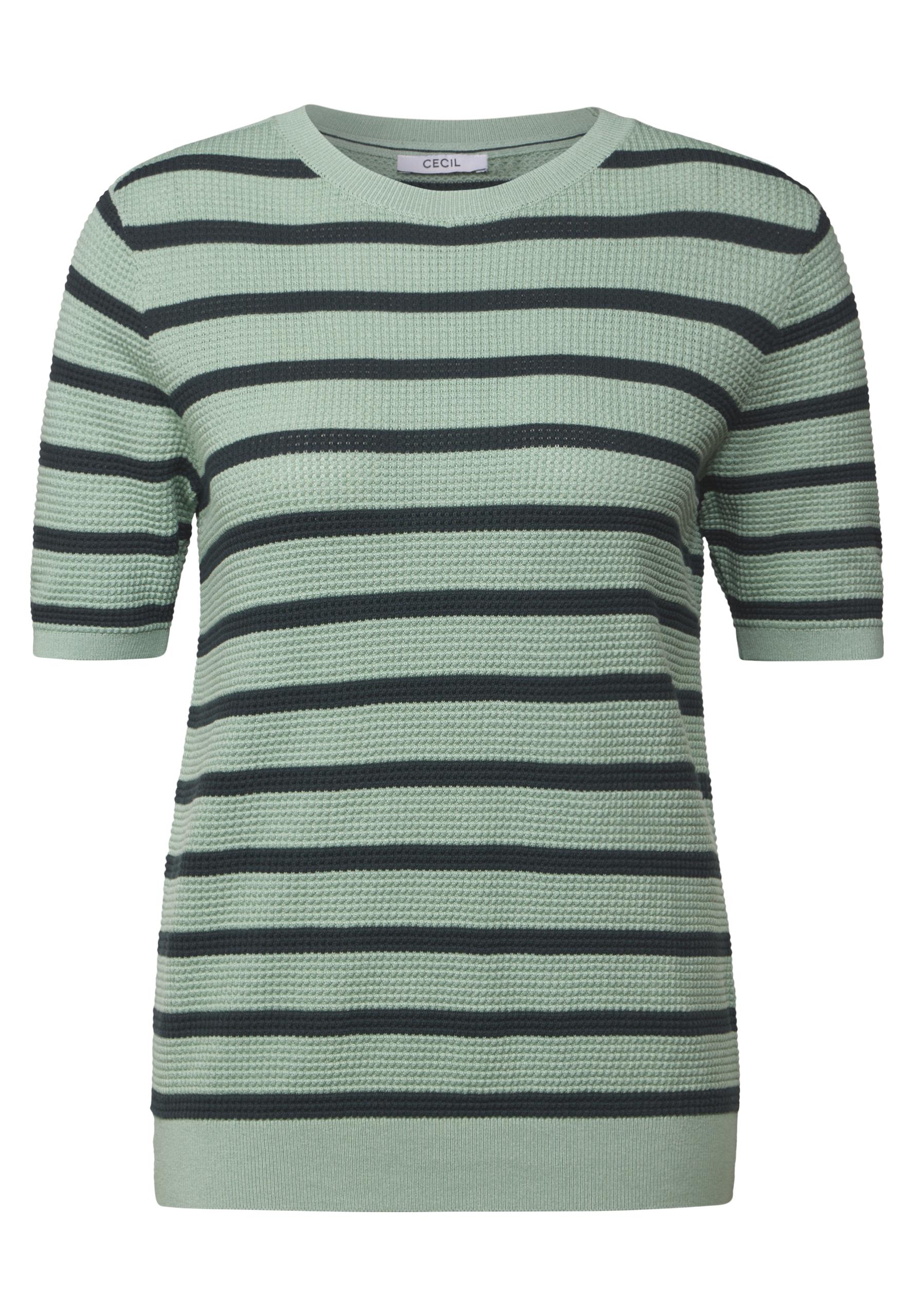 Gestreifter Strukturpullover XXL - Matcha Green