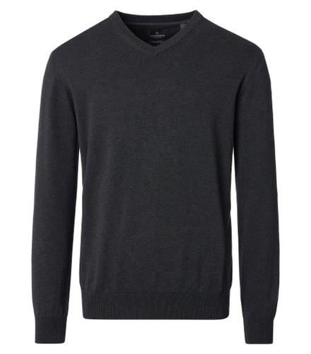 Pullover mit V-Ausschnitt uni 004430 L - Anthrazit
