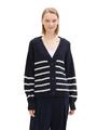 Cardigan mit V-Ausschnitt XL Regular Fit - Placed Navy White Stripe