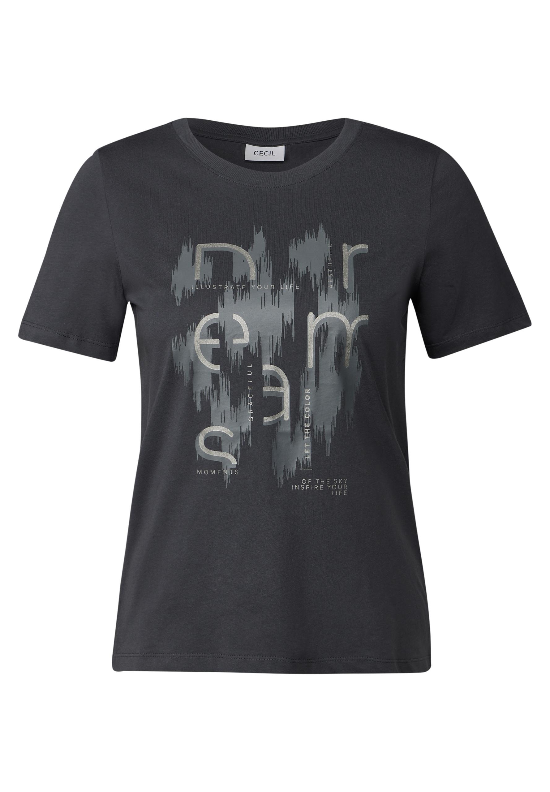 T-Shirt mit Folienprint L - Volcanic Grey