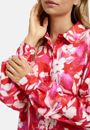 Blouse with collar + placket, voluminous batwingsleeves w cuffs Rot 40
