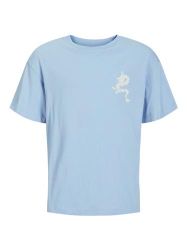 JJCHARGE PRINTED TEE SS CREW NECK JNR 152 Locker geschnitten - Chambray Blue