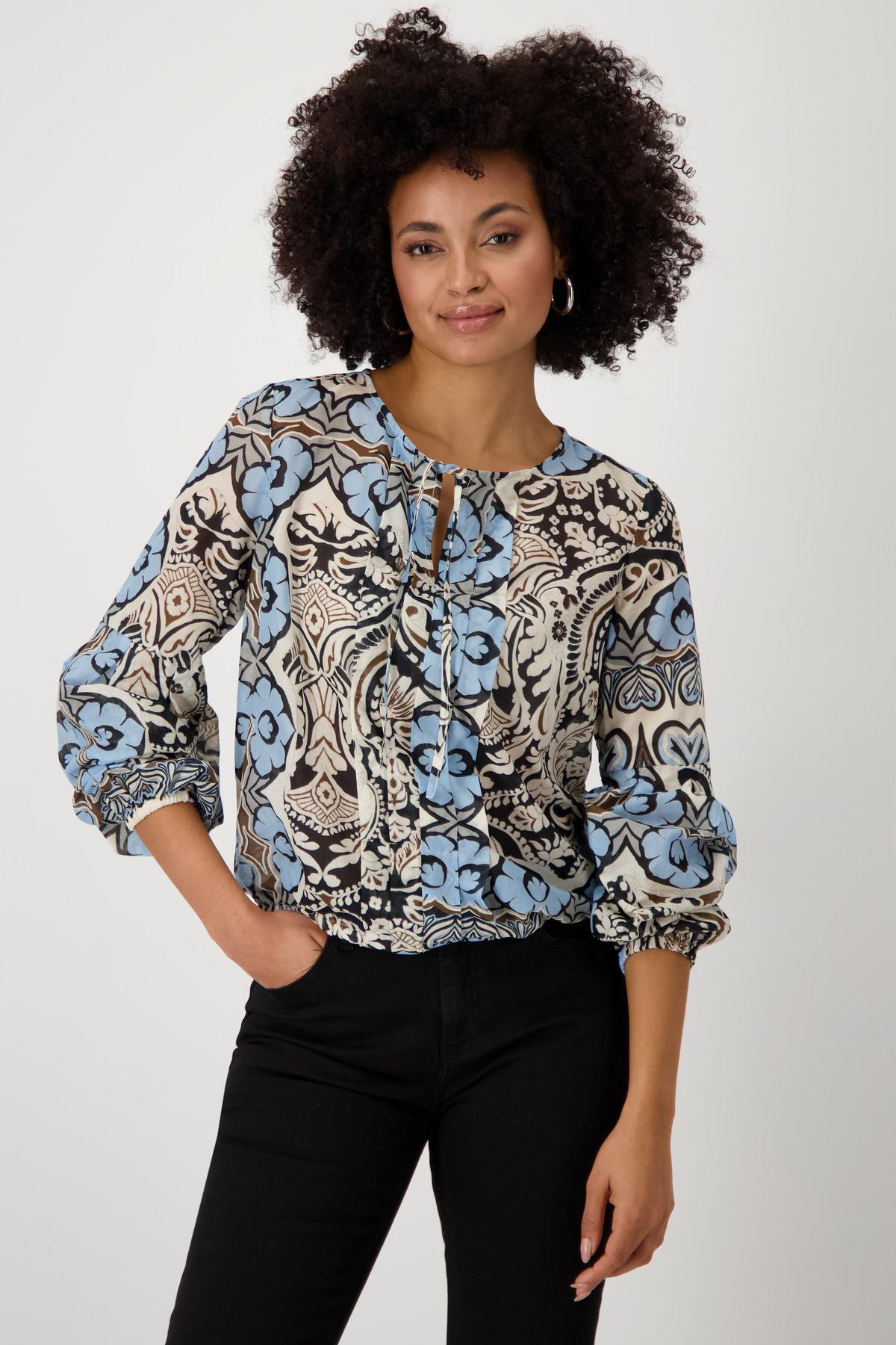 Bluse mit Ornamentmuster 38 - Schwarz Gemustert