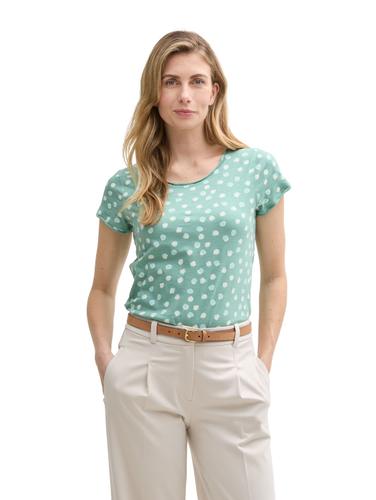 T-Shirt mit Rundhalsausschnitt M Regular Fit - Green Blue Dots