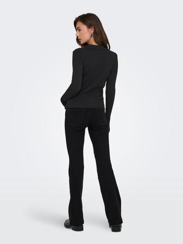 ONLELISA L/S RIB POLO RP KNT M Normal geschnitten - Black