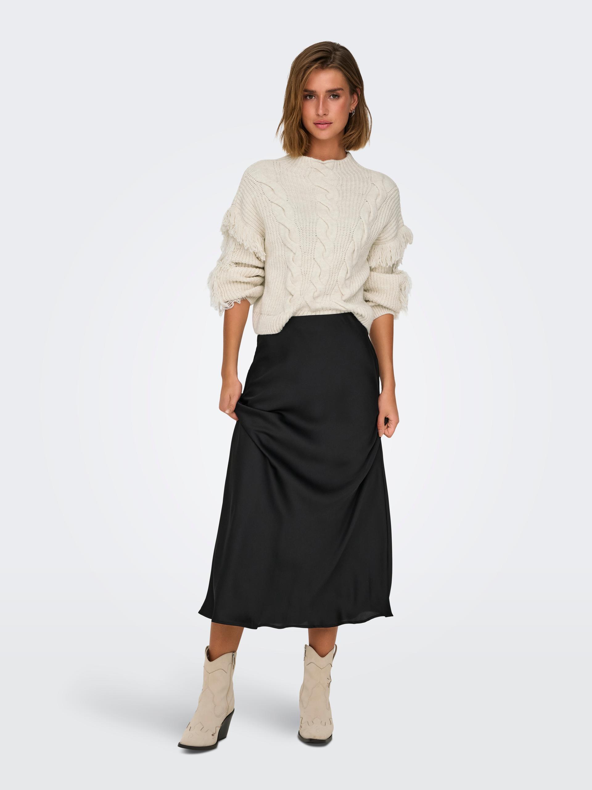 ONLHOLLY LS SHORT CABLE HIGH NECK RP KNT M Verkürzt - Birch