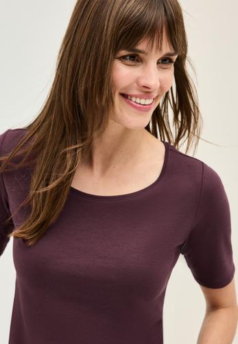 T-Shirt in Unifarbe L - Mulberry Red