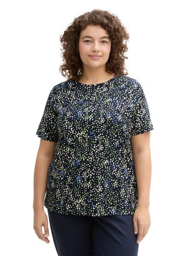 Plus Size - T-Shirt mit Print 46 Regular Fit - Multicolor Navy Dot Structure