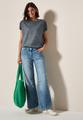 T-Shirt mit Knopfdetail L - Volcanic Grey