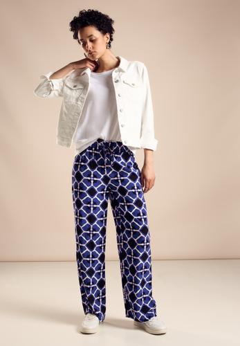 Viskose Hose mit Print 34/30 - Violet Blue
