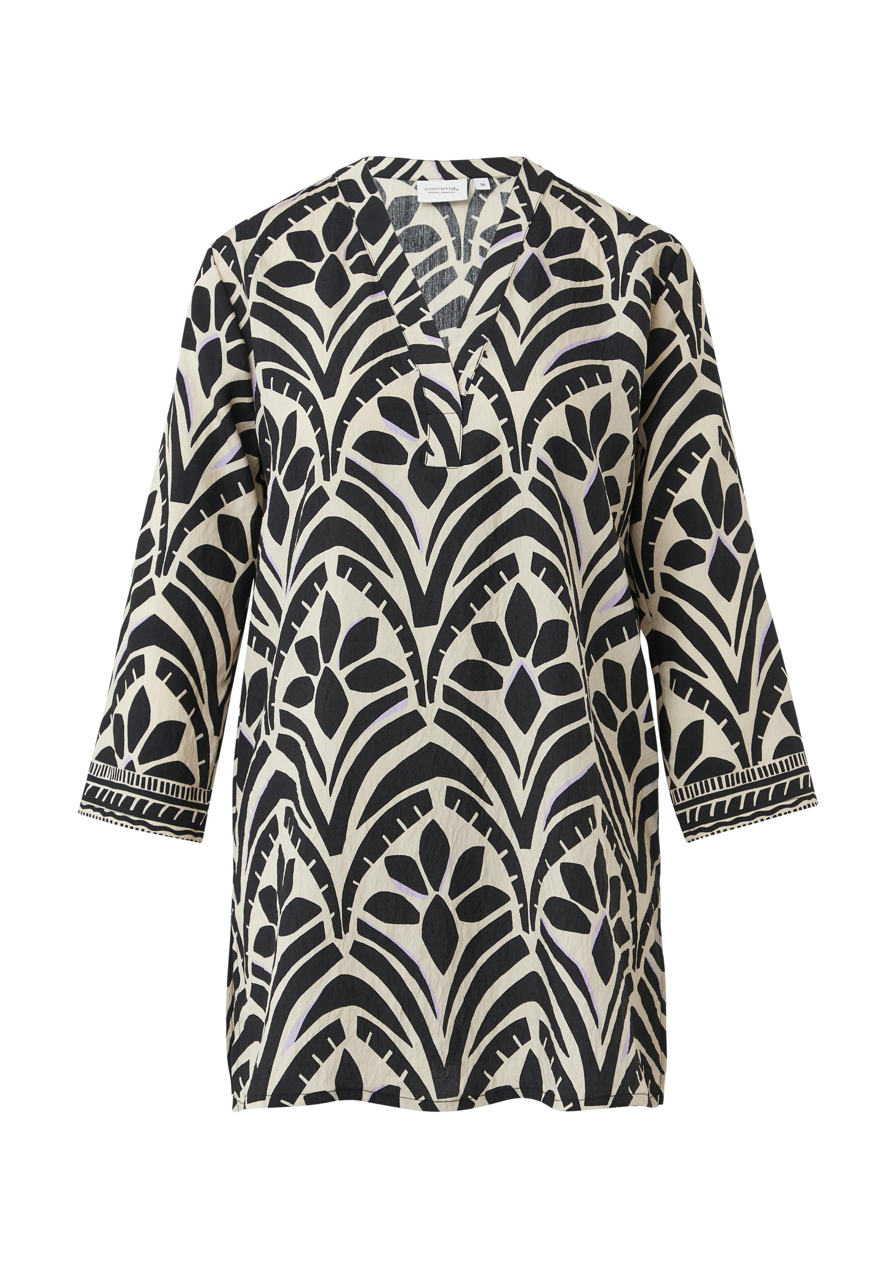 Bluse 36 - Schwarz|beige