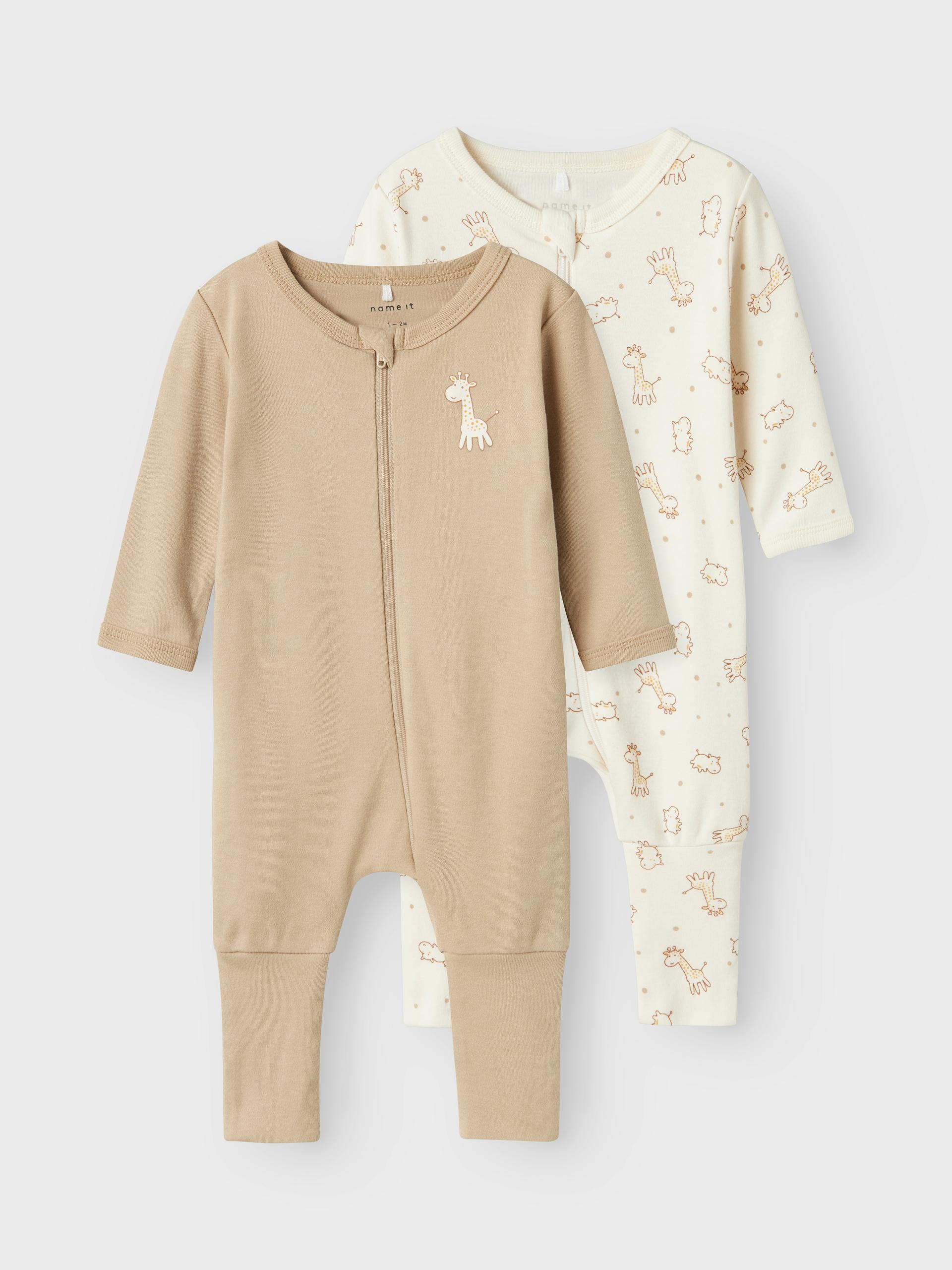 NBNNIGHTSUIT 2P ZIP FF JET GIRAFFE NOOS Weiß 80