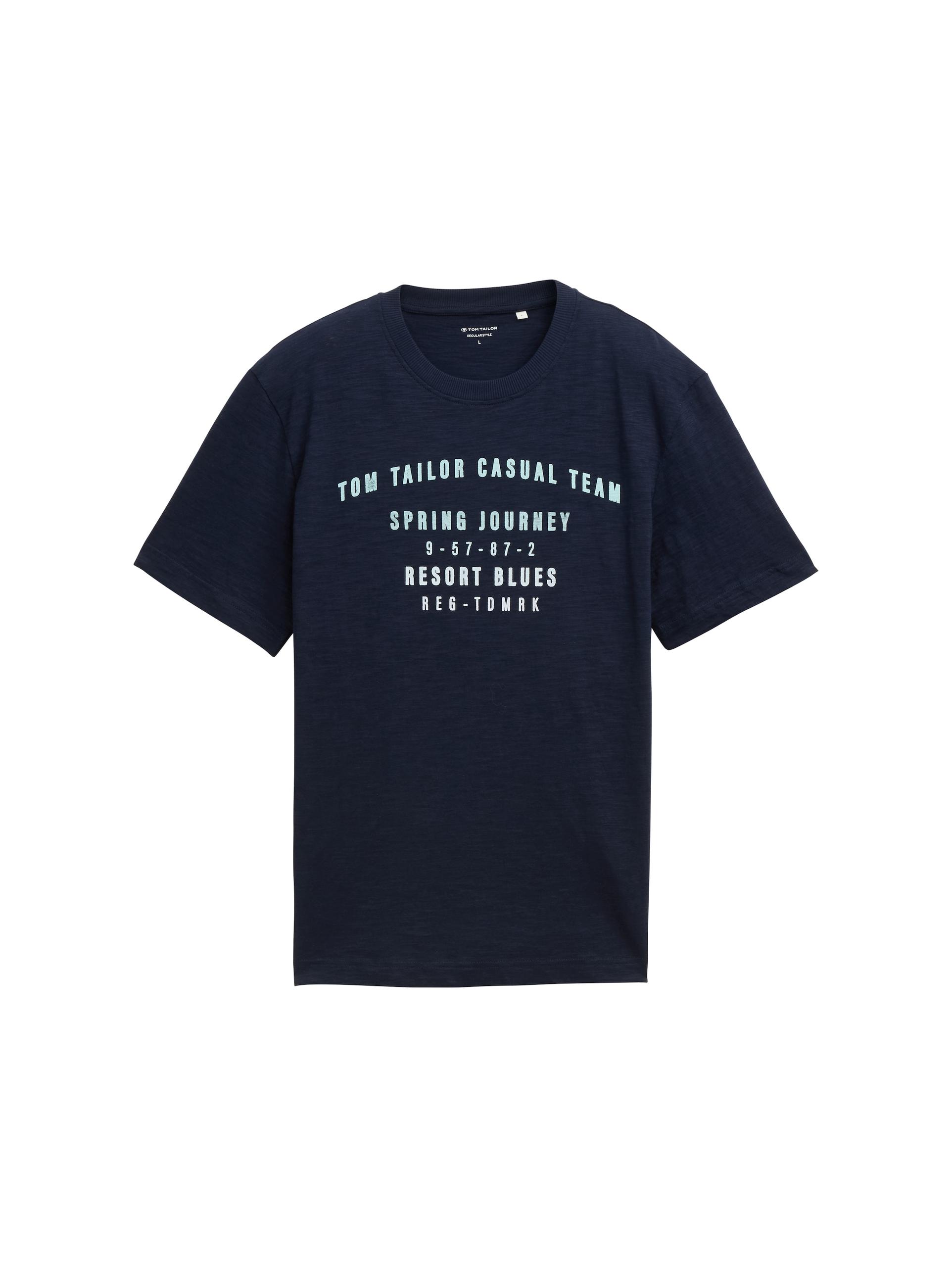 T-Shirt aus Baumwolle mit Print XL Regular Fit - Sky Captain Blue