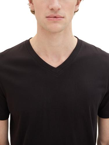 Basic T-Shirt im 2er-Pack mit V-Ausschnitt L Regular Fit - Black