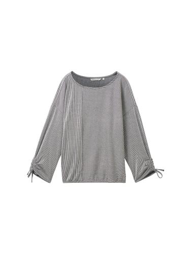 Loose Fit Langarmshirt mit Raffärmeln M Loose Fit - Small Navy White Stripe