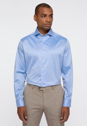 Soft Luxury Shirt Twill Langarm 45/Langarm - 65cm MODERN FIT - Mittelblau