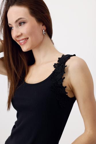 Top mit Spitze 36 - Schwarz