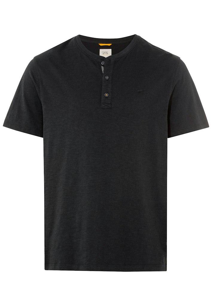 Kurzarm Henleyshirt aus reiner Baumwolle Grau 3XL