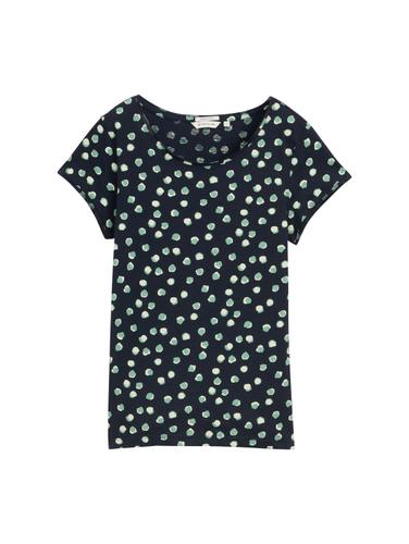 T-Shirt mit Rundhalsausschnitt XL Regular Fit - Navy Green Dots