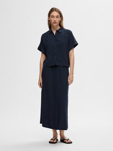 SLFVIVA SS CROPPED SHIRT NOOS 36 Normal geschnitten - Dark Sapphire