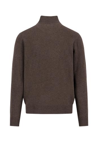 Troyer-Zip, Merino Cashmere L Casual Fit - Dark Chocolate