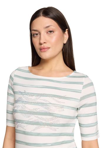 Ringelshirt 40 Leicht tailliert - Cream/Mint