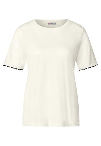Basic Shirt mit Deko-Tape Weiß 42