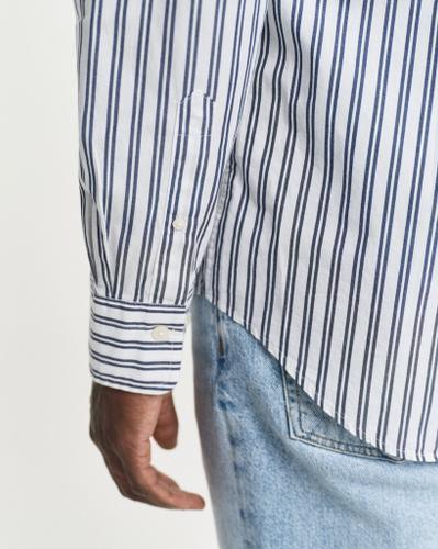 Regular Fit Classic Popeline Hemd mit Streifen Weiß XL