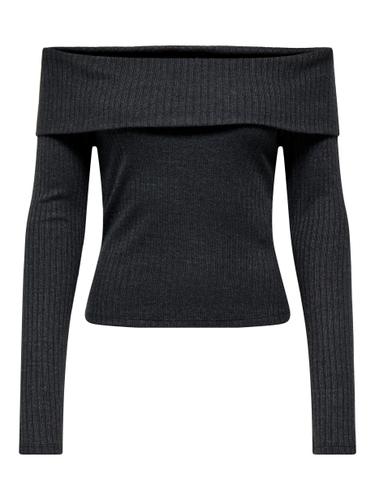 ONLPIPER L/S OFF SHOULDER TOP JRS XL Normal geschnitten - Dark Grey Melange