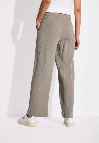 Wide Leg Musselin Hose 34/30 - Cool Ivory