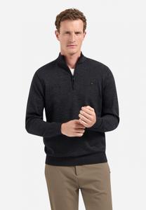 Pullover Half Zip 2 Coloured Melange XXXL Regular Fit - Dark Grey
