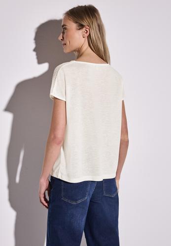 Shirt mit Spitzendetail 36 - Off White