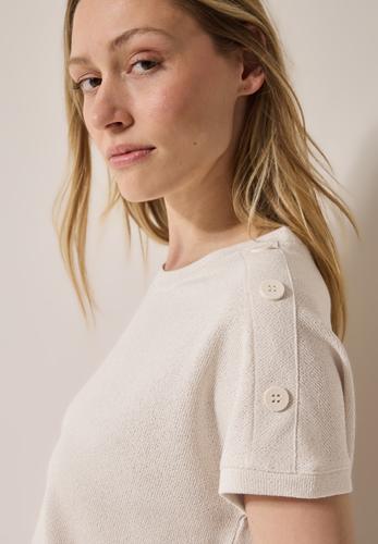 Strukturshirt mit Knöpfen L - Light Beige