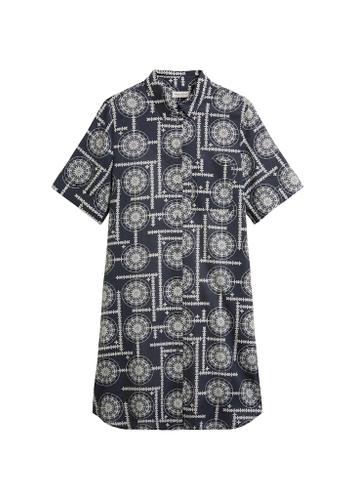 Print-Hemdblusenkleid relaxed 36 Relaxed Fit - Multi/ Muted Blue